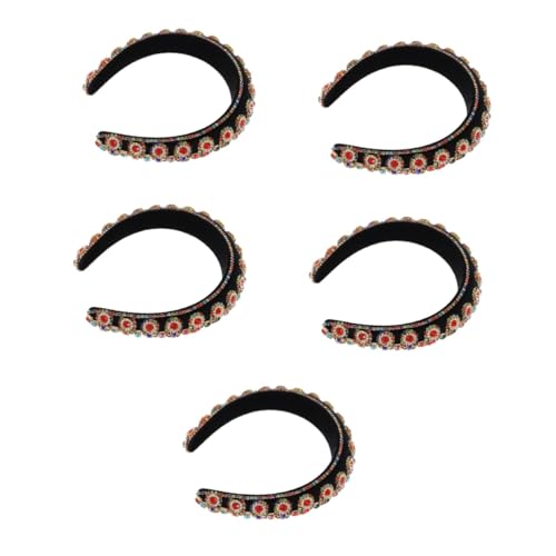 MAGICLULU 5st Strass-stirnband Mädchen Haarband Kopfschmuck Für Frauen Strass-haarband Make-up-accessoires Boho-dekor Accessoires Für Mädchen Kristall Strass Barock- Perle Fräulein Stoff von MAGICLULU