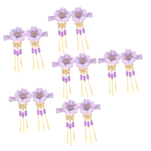 MAGICLULU 6 Paare Haarnadel haarschmuck frisierumhang decoration haar klammerm haarspange spinne deko Kimono Kopfbedeckung Kirschblüte Zubehör Braut Blumen Bettwäsche aus Baumwolle Violett von MAGICLULU