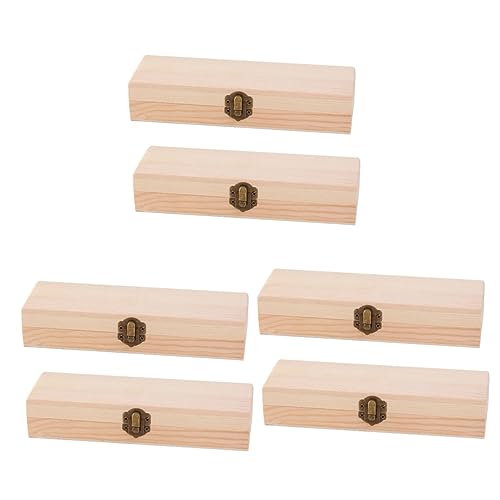 MAGICLULU 6 STK Federmäppchen Aus Holz Geschenkbox Aus Holz Schmuckaufbewahrung Ästhetisches Federmäppchen Desktop-Bleistift Bargeld Holzstift Multifunktion Hölzern Student Schatztruhe von MAGICLULU