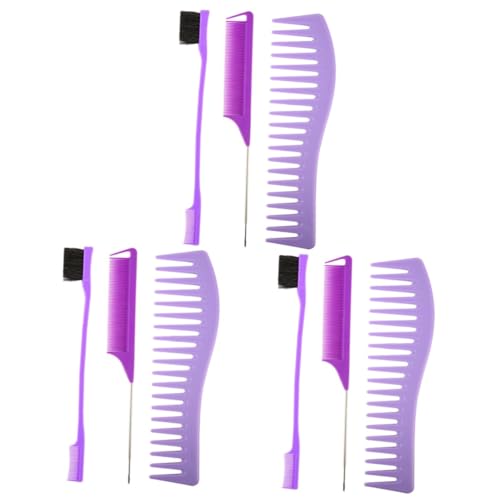 MAGICLULU 6 Sätze 6Tlg Kamm alle Haare kämmen Mann Anzug Herrenanzüge Haarentwirrungsbürste Männer haarschneideschere set hairbrush Haarbürste Kämme Kunststoff Geschenk Plastik Violett von MAGICLULU