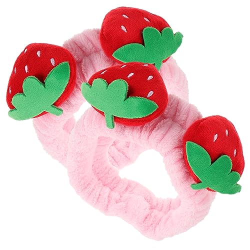 MAGICLULU 6 Stk Erdbeer Stirnband Spa-Stirnband Plüsch-Stirnband abschmink haarband make up haarband elastische Haargummis Erdbeeren Spa-Stirnbänder für Mädchen Kopfschmuck für Mädchen Damen von MAGICLULU