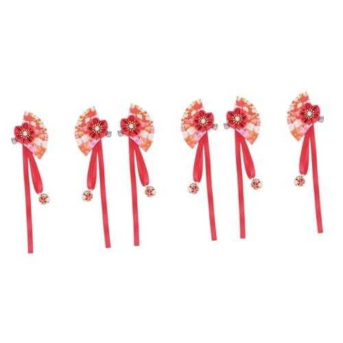 MAGICLULU 6 Stk Fan-haarspange Haarschmuck Für Kinder -haarspangen Für Mädchen Blüten Haarnadel Haarnadeln Für Frauen Haarschmuck Für Damen Blumenhaar Fräulein Cheongsam Bademantel Rot von MAGICLULU