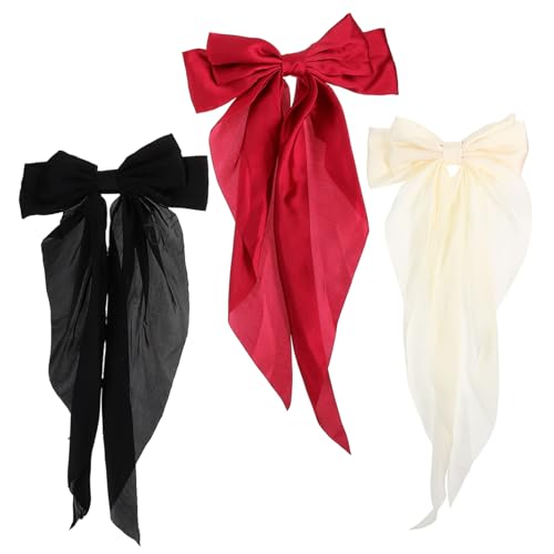 MAGICLULU 2 Sets Elegante Haarspangen Mit Schleife Für Damen Französische Haarspangen Schwanzschleifen-clips Haar-accessoires Für Mädchen Und Frauen 3 Stück * 2 von MAGICLULU