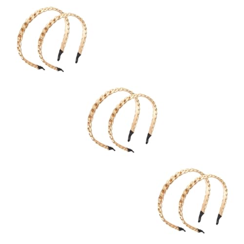 MAGICLULU 6 Stk Kettenstirnband Goldene Haargummis Kopfschmuck Goldener Kette Geflochtene Stirnbänder Für Damen Retro-stirnband Damen Stirnbänder Mode Braut Flechten Perlen Metall von MAGICLULU