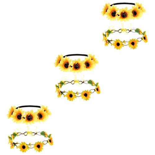 MAGICLULU 6 Stk Sonnenblumen-Stirnband Strandhaar Festival-Haar-Accessoires Blumengirlande sonnenblumen haarband Haarschmuck für die Hochzeit Haargummi frauen stirnband Bohemien von MAGICLULU