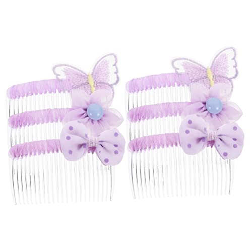 MAGICLULU 6 Stk Tüll Haarspange Haarzubehör kleine Haarkämme Haarkämme Haarzopf-Zubehör Mädchen Zahn Gazekamm die Blumen Haarschmuck Haarnadel Kind Violett von MAGICLULU