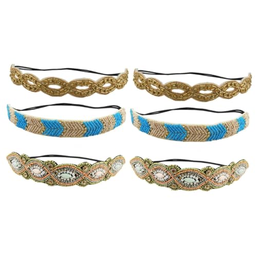 MAGICLULU 6 Stk Turbane Für Frauen Modische Stirnbänder Stirnband Kopfbedeckungen Für Damen Boho-bandana Strass-stirnbänder Goldene Tiara Rosa Haargummi Geobrett Fräulein Schmuck Handgemacht von MAGICLULU