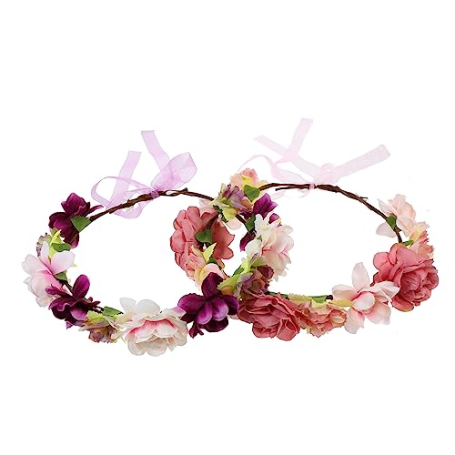 MAGICLULU 6 Stk künstlicher Blumenkranz Blumenstirnbänder Zubehör für Krücken Blumenhaarband hair accessories for girls haarschmuck Blumengirlande Blumenhaarbänder Strand Damen von MAGICLULU