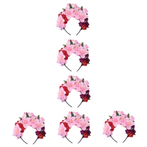 MAGICLULU 6 Stk rosa Stirnband hair accessories women hochzeitshaar schmuck Tag der Toten Kostüme für Frauen damen stirnbänder Stirnband mit Blumenmuster Foto-Requisite die Blumen Rose Stoff von MAGICLULU