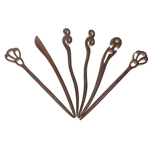 MAGICLULU 6stücke Holz Haarnadeln Traditionelle Chinesische Haarstäbchen Aus Holz Handgefertigte Vintage-retro-haar Geschnitzte Haarspange Für Damen Und Mädchen Zufälliger Stil von MAGICLULU