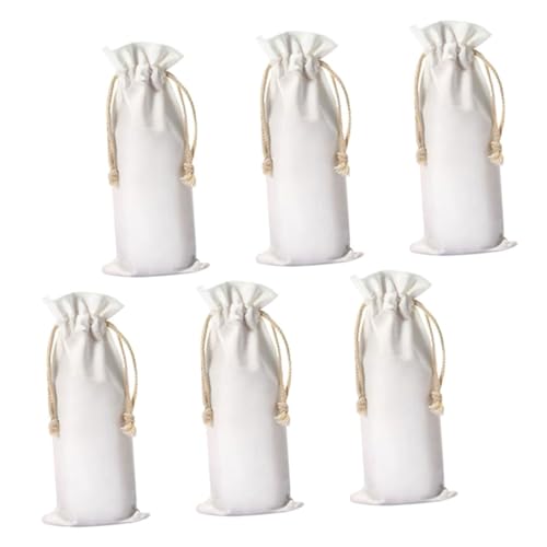 MAGICLULU 6 Stück Wiederverwendbare Stoff Weinflaschenbeutel mit Zugband Stabile und Leichte Geschenkbeutel Dekorative Tragetaschen für Weinflaschen Geeignet für Geschenke und Kleine von MAGICLULU