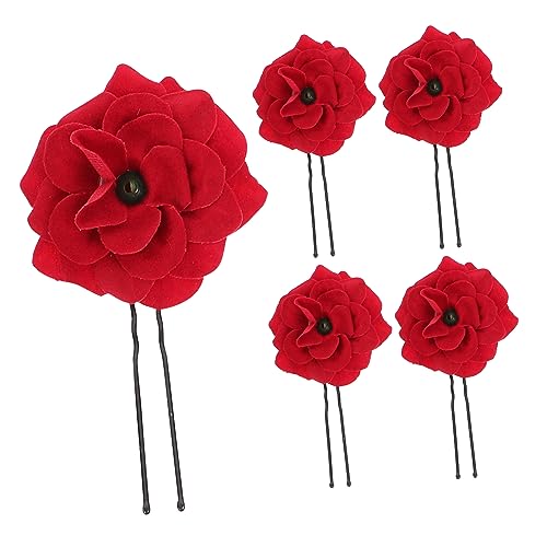 MAGICLULU 60 Stk Braut Haarnadel Haaraccessoires Kopfschmuck Die Rose Für Frauen Braut Haarspange Dekorative Haarnadel Blumenklammern Hochzeitsschmuck Brosche Fräulein Rot Koreanisch von MAGICLULU