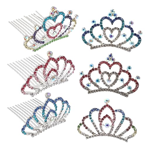 MAGICLULU 6St Kinder Strass krone Kämme Mädchen kinder haarschmuck kinderkrone Stirnband Haarschmuck für die Hochzeit Strass-Kopfschmuck Krone Kopfschmuck für Kinder Mini Kamm Strasssteine von MAGICLULU