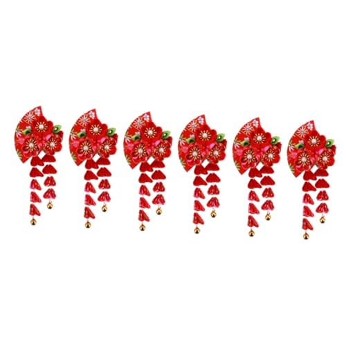 MAGICLULU 6St Quaste Glocke Haarschmuck kinder haarschmuck hair accessories for Haarschmuck für Cosplay Sektor Kopfbedeckung Haarteil Essstäbchen Damen schmücken Legierung rot von MAGICLULU