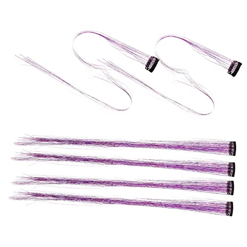 MAGICLULU 6st Glänzendes Perückenstück Lametta Für Haare Reinigungslösung Für Ohrlöcher Glitzernde Haarverlängerungen Stretching-kit Haar Zug Kit Pet-seidenfaden Haarnadel Mädchen Violett von MAGICLULU