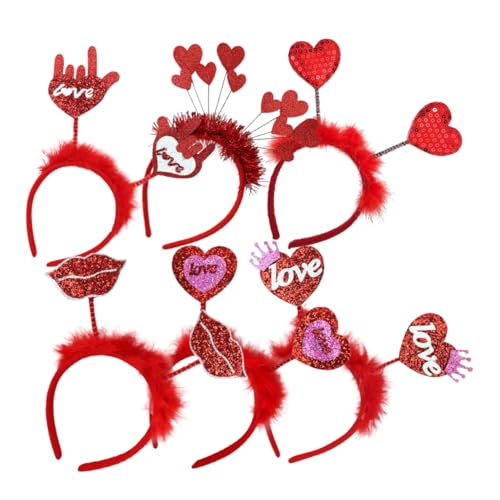 MAGICLULU 6St liebe Stirnband Roter Herz-Kopf-Bopper Valentinstag-Haarreifen Krone Party-Kopfschmuck Valentinstag Kopfschmuck Feder Haarschmuck Rosen Patch Amor Plastik von MAGICLULU