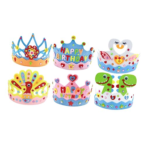 MAGICLULU 6st Kronenpaket Geburtstag Kopfbedeckung Mädchen Hüte Prinzessinnenkrone Für Mädchen Partyhüte Aus Schaumstoff Mädchen Hut Diy-mädchen Kind Nicht Gewebt Partyhut Kleines Mädchen von MAGICLULU