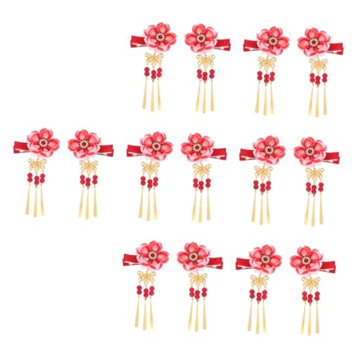 MAGICLULU 7 Paare Haarnadel frisierumhang frisuren hair clips haar klammer stylophon dekoringe die Blumen Kopfbedeckung Kirschblüte schmücken Braut Haarschmuck Bettwäsche aus Baumwolle rot von MAGICLULU