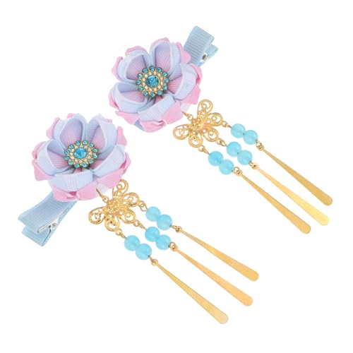 MAGICLULU 7 Paare Haarnadel urlaub the holiday ferie hair prong hair clips baumwolltücher haar deko lange Quasten schmücken Kirschblüte Haarschmuck Fräulein Blumen Bettwäsche aus Baumwolle von MAGICLULU