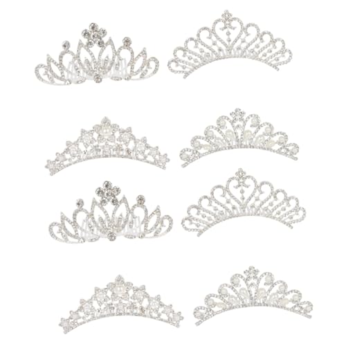 MAGICLULU 8 Stk Kinder krone Haar kämme kinder haarspangen haarspange kinder Geburtstag Prinzessin Tiara Kopftuch Stirnband Haarschmuck Perlen-Strass-Tiara Perle Tiara Krone Legierung Kamm von MAGICLULU