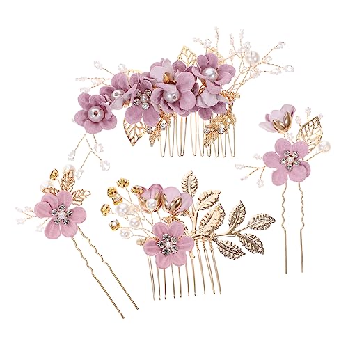 MAGICLULU 8 Stk Kopfbedeckung Vintage-Dekor goldene Haarnadel haarblume haar zubehör Tiara Haarklammer Hochzeit Haarkamm Hochzeitskopfschmuck Handbuch schmücken Perle Haarschmuck Braut Stoff von MAGICLULU