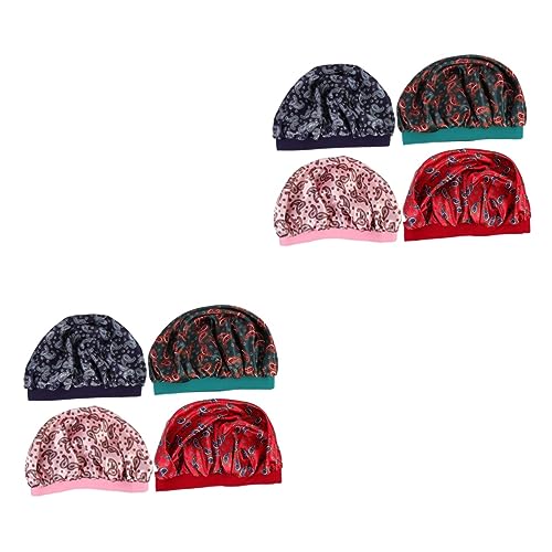 MAGICLULU 8 Stk Nachtmütze Haarschutzmütze frisierumhang frisuren Schlafmützen für Damen Haube für lockiges Haar Duschhauben Satinhaube Mütze für Frauen geschmeidiger Turban von MAGICLULU