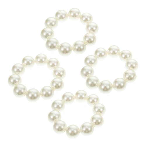 MAGICLULU 8 Stk Perlenstirnband Dame Werkzeuge Mini-nagelknipser-schlüsselanhänger Perlen-scrunchie Zubehör Herren Verstellbare Ringe Haar Strass Wild Schmücken Harz Weiß Armband Fräulein von MAGICLULU