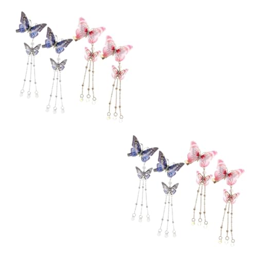 MAGICLULU 8 Stk Schmetterlings-Seiten clip Haarblumen Crazy Hair Day Accessoires für Kinder butterfly hair clips butterfly haarklammer Haarnadel Haarspangen Haar Klammern Quastenclips Hanfu von MAGICLULU