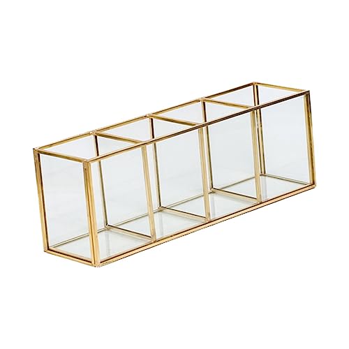 MAGICLULU Aufbewahrungskiste Schreibtischzubehör Kosmetikpinselhalter Gold-bürobedarf Acryl Klar Schreibwaren Bleistiftbecher-Organizer Schminktisch Glas Stifthalter von MAGICLULU