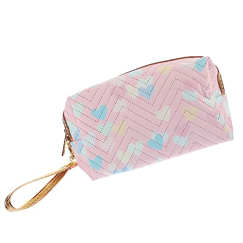 MAGICLULU Aufbewahrungstasche Für Schreibwaren Reiseetui Für Make-up-Pinsel Federmäppchen Make-up-Beutel Wechseltasche Kosmetiktasche Aus Leder Tragbare Münztasche Pu-Leder Liebe Rosa Reisen von MAGICLULU