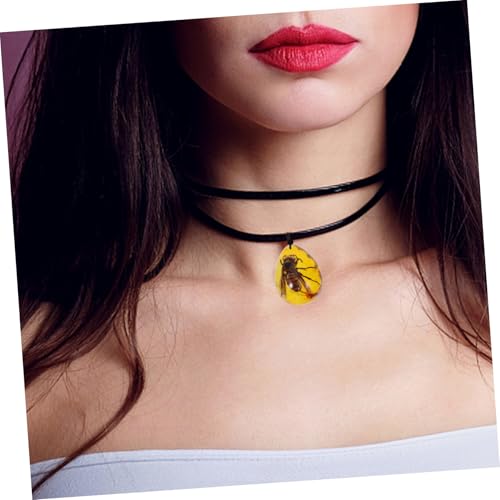 MAGICLULU Bernstein Anhänger Tropfenförmiger Bienen Insekten Schmuck Bernstein Amulett für Damen Sammler Schmuckanhänger Elegant Leicht und Vielseitig als Halsketten Deko Geschenk von MAGICLULU