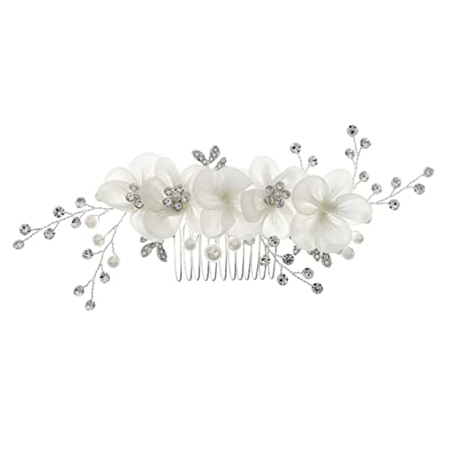 MAGICLULU Blumen Seithaar Kamm Tiara Für Mädchen Hochzeit Kopfschmuck Accessoires Für Mädchen Kopfbedeckungen Für Damen Strass-kopfschmuck Strasssteine Perücke Hochzeitskleid Braut von MAGICLULU