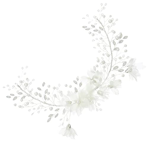 MAGICLULU Braut Perlen Haarband hochzeitshaar schmuck wedding hair accessories Hochzeitsschmuck für die Braut weißes Stirnband Haargummis Haarschmuck für die Hochzeit Braut Stirnband Protein von MAGICLULU