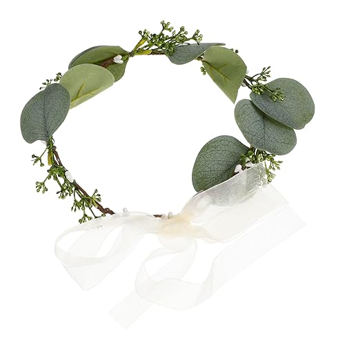 MAGICLULU Braut Stirnband Blumenkranz Perückenstirnband Mädchen Stirnbänder Florales Stirnband Grüne Dekorationen Hochzeit Haarteil Dekorativer Reifen Künstlich Stoff von MAGICLULU