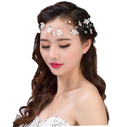 MAGICLULU Braut Stirnband hochzeitshaar schmuck wedding hair accessories Spitzen Kopfschmuck brauthaarschmuk brauthaarschmuck Kopfschmuck für die Braut Hochzeit Stirnband Kopfbedeckung Weiß von MAGICLULU