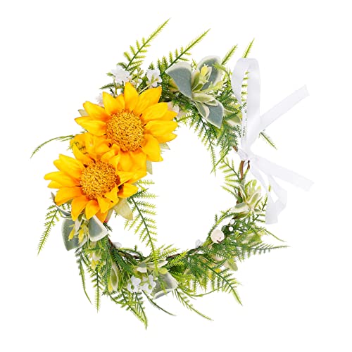 MAGICLULU Brautkranz Sonnenblumen-stirnband Tiara Für Die Hochzeit Der Braut Mädchen Stirnband Strand Blumig Hochzeits-stirnband Mit Blumenmuster Hochzeitsblume Eisendraht Haar Urlaub von MAGICLULU