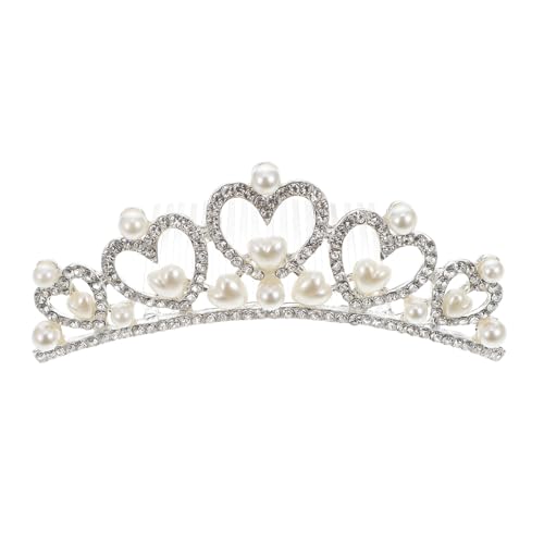 MAGICLULU Brautperle Krone Prinzessin Krone Brautkrone Kopfbedeckung Strass Stirnband haar zubehör haarschmuck Tiara Perlenkrone Kronen für Frauen Hochzeitskleid Haarkrone Fräulein von MAGICLULU