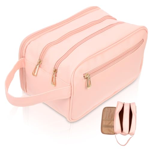 MAGICLULU Damen Kosmetiktasche tragbare Kosmetiktasche Makeup Tasche Reiseveranstalter für den täglichen Gebrauch Outdoor-Versorgung Reisetaschen Reisezubehör bequemer Reiseveranstalter Rosa von MAGICLULU