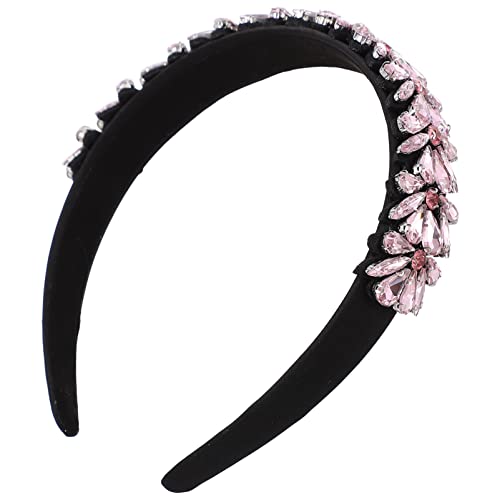 MAGICLULU Braut Stirnband Diamant Blumenstirnband Stirnband Für Mädchen Kopfschmuck Diademas Para Mujer De Moda Hochzeit Stirnband Blumenkristallhaar Damen Trend Rosa Strasssteine Schal von MAGICLULU