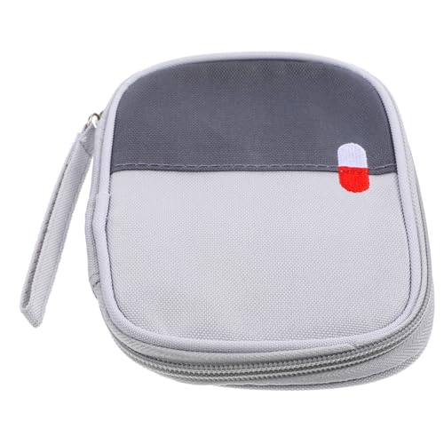 MAGICLULU Erste Leere Medikamentenaufbewahrung Kompakte Medizintasche für Outdoor Reisen Notfälle Graue Kleine Organizer aus Robustem Oxford von MAGICLULU