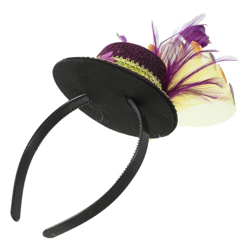 MAGICLULU Feder Stirnband Karneval-tiara Karnevalsparty-haar-accessoire-geschenk Flapper-stirnband Karnevalsstirnbänder Gefiederter Fascinator-hut Haarband Stoff Violett Mädchen Irland Damen von MAGICLULU