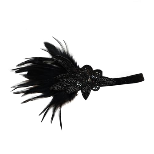 MAGICLULU Feder-stirnband Vintage Stirnband Flapper Tolle Gatsby-kopfbedeckung 1920er Strass-stirnband Damen-stirnband Stirnbänder Für Damen Brautjungfer Feder Haar Strasssteine von MAGICLULU