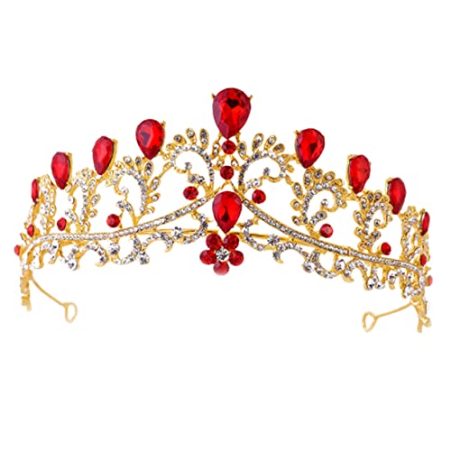 MAGICLULU Frauen Stirnband Kopftuch Für Damen Haarschmuck Für Frauen Haarband Haarbänder Für Damenhaar Kopfschmuck Aus Strass Abschlussball-tiara Kristall Stirnband Rot Zubehör Braut Mädchen von MAGICLULU