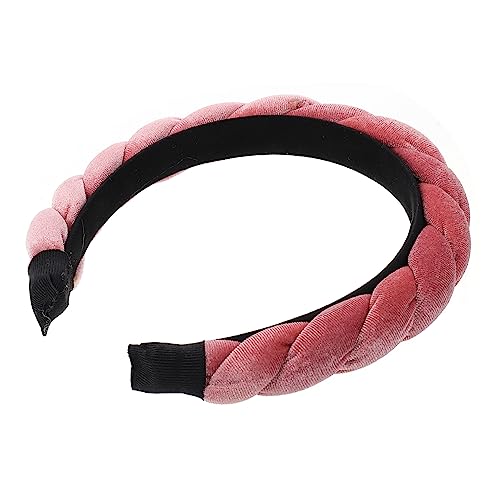 MAGICLULU Geflochtenes Stirnband Frau Stirnband Gepolstertes Stirnband Haargummi Aus Leder Stirnband Für Mädchen Haarreifen Für Frauen Turbane Für Frauen Spa Rosa Haarring Damen Weben Stoff von MAGICLULU