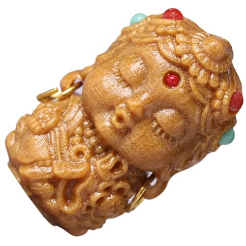 MAGICLULU Grünes Tara Schlüsselanhänger aus Holz Handgefertigter Charm für Taschen und Autos Dekorativer Anhänger mit Feinen Details und Kreativem Design für Diy Projekte von MAGICLULU