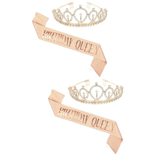 MAGICLULU Gürtel 2 Sätze Party-Kopfschmuck Geburtstag Tiara und Schärpe Geburtstagsgeschenke Geburtstagsschärpe u Strass-Krone Haarband Geburtstagskrone bilden Requisiten Kleidung von MAGICLULU