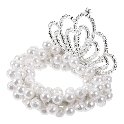 MAGICLULU Haargummis für Mädchen Perlenhaargummi mit Krone Mädchen Haargummi kinder haarschmuck hair accessories for Haarbänder Tiara Haargummis mit Perlen Haargummi mit Perlenkrone von MAGICLULU