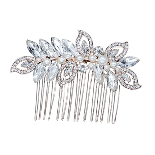 MAGICLULU Haarkamm mit Strassperlen Hochzeitskopfschmuck für die Braut Hochzeitshaarschmuck für Frauen hochzeitshaar schmuck wedding hair accessories Tiara hochzeit kopfschmuck Kristall von MAGICLULU