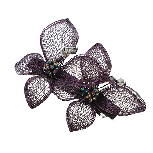 MAGICLULU Haarnadel Kupferdraht Blumenkopfschmuck Lila Haarspangen Schmetterlinge Haarspange Französische Haarspangen Strass-kopfschmuck Clips Braut Violett Mädchen Zirkon Griffigkeit von MAGICLULU