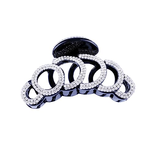 MAGICLULU Haarspange Mit Strasssteinen in Runder Form Für Damen Und Mädchen Eleganter Kopfschmuck Starker Halt Schwarzes Haar-accessoire von MAGICLULU